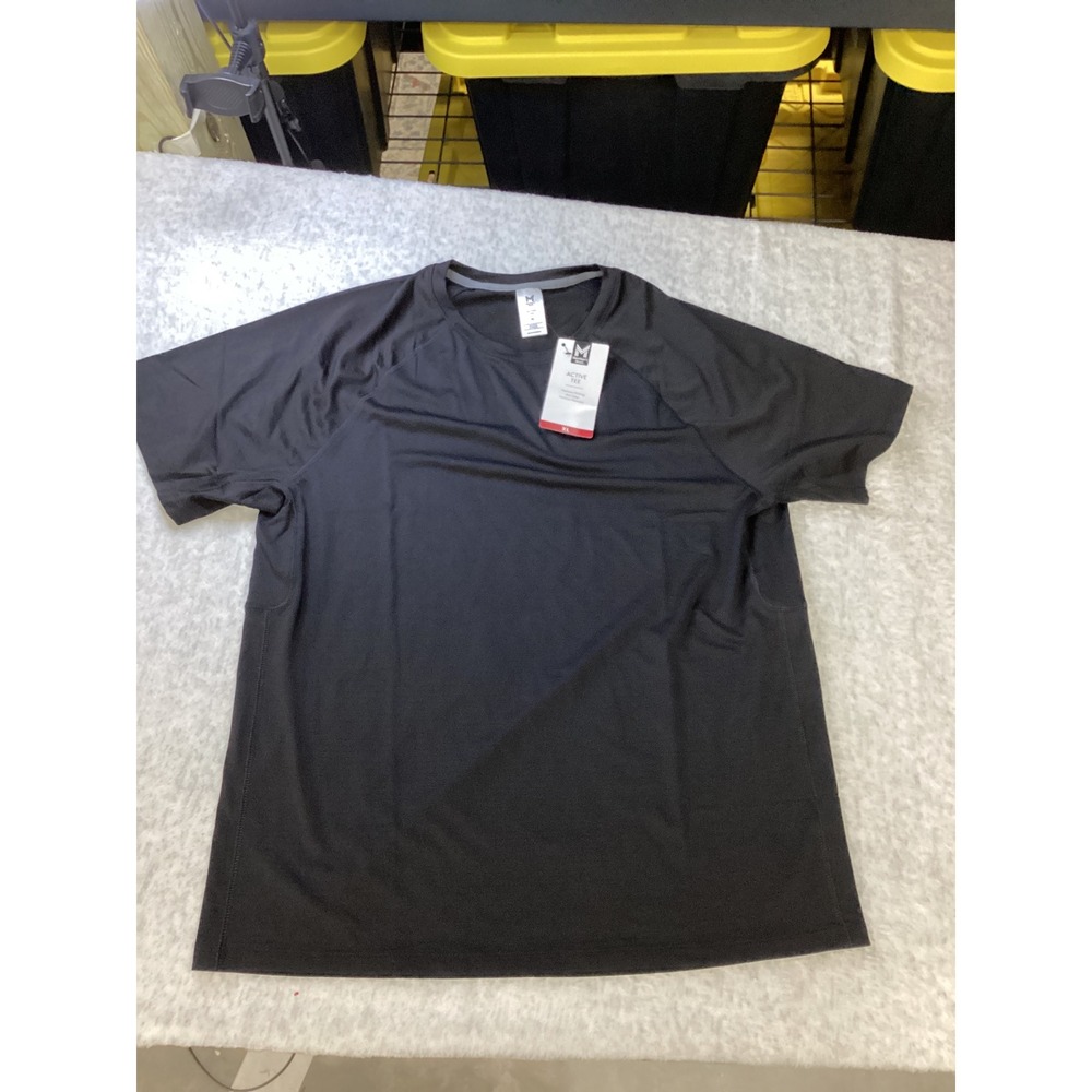 Members Mark Mens Active Tee XL Black Moisture Wicking Raglan Sleeve Crew Neck